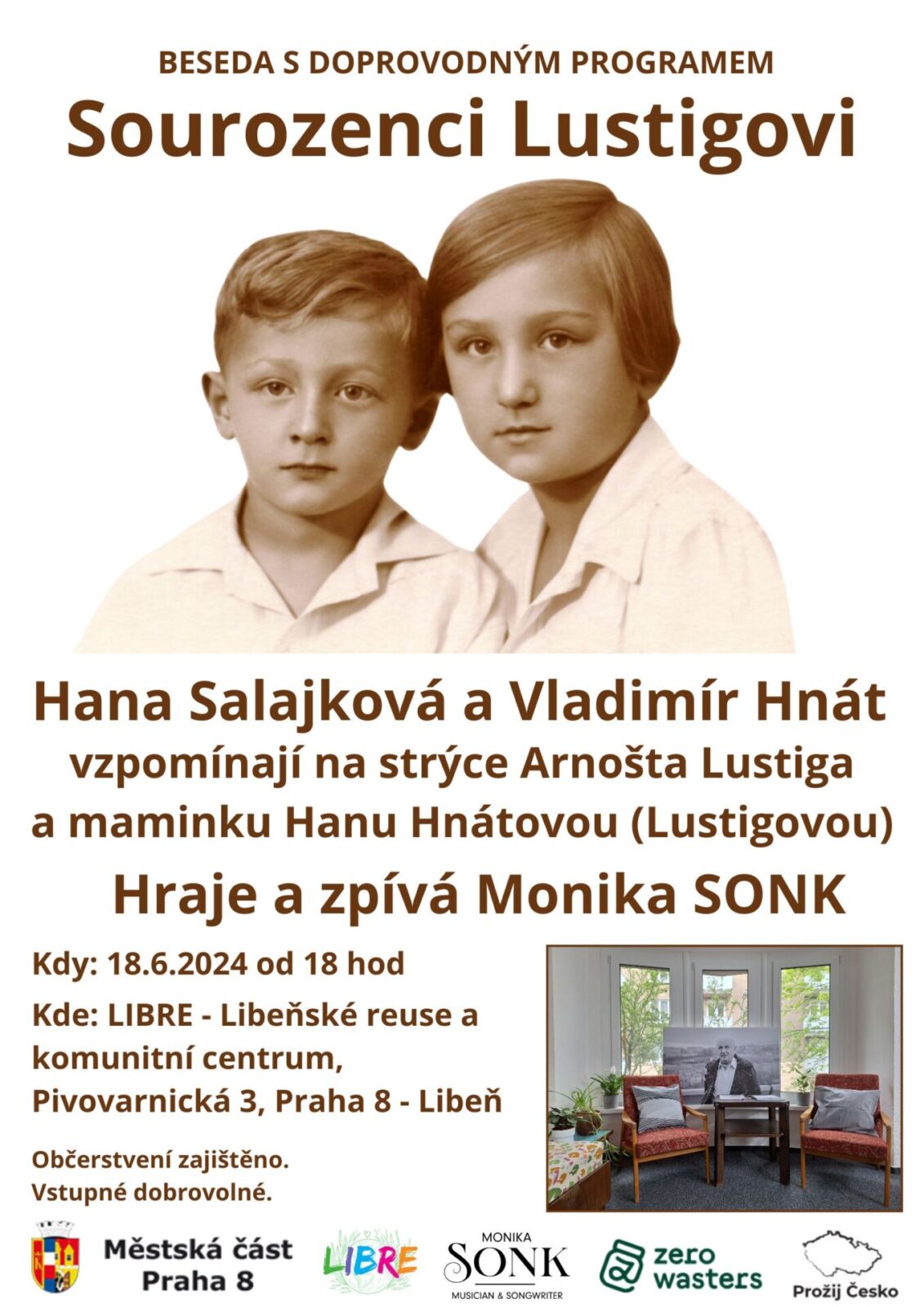 Sourozenci Lustigovi, beseda s doprovodným programem
